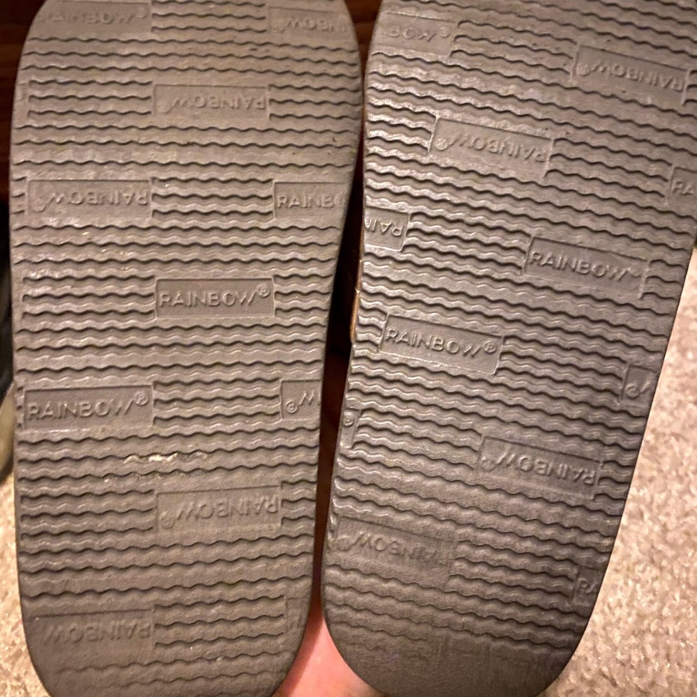 Rainbow flip flops